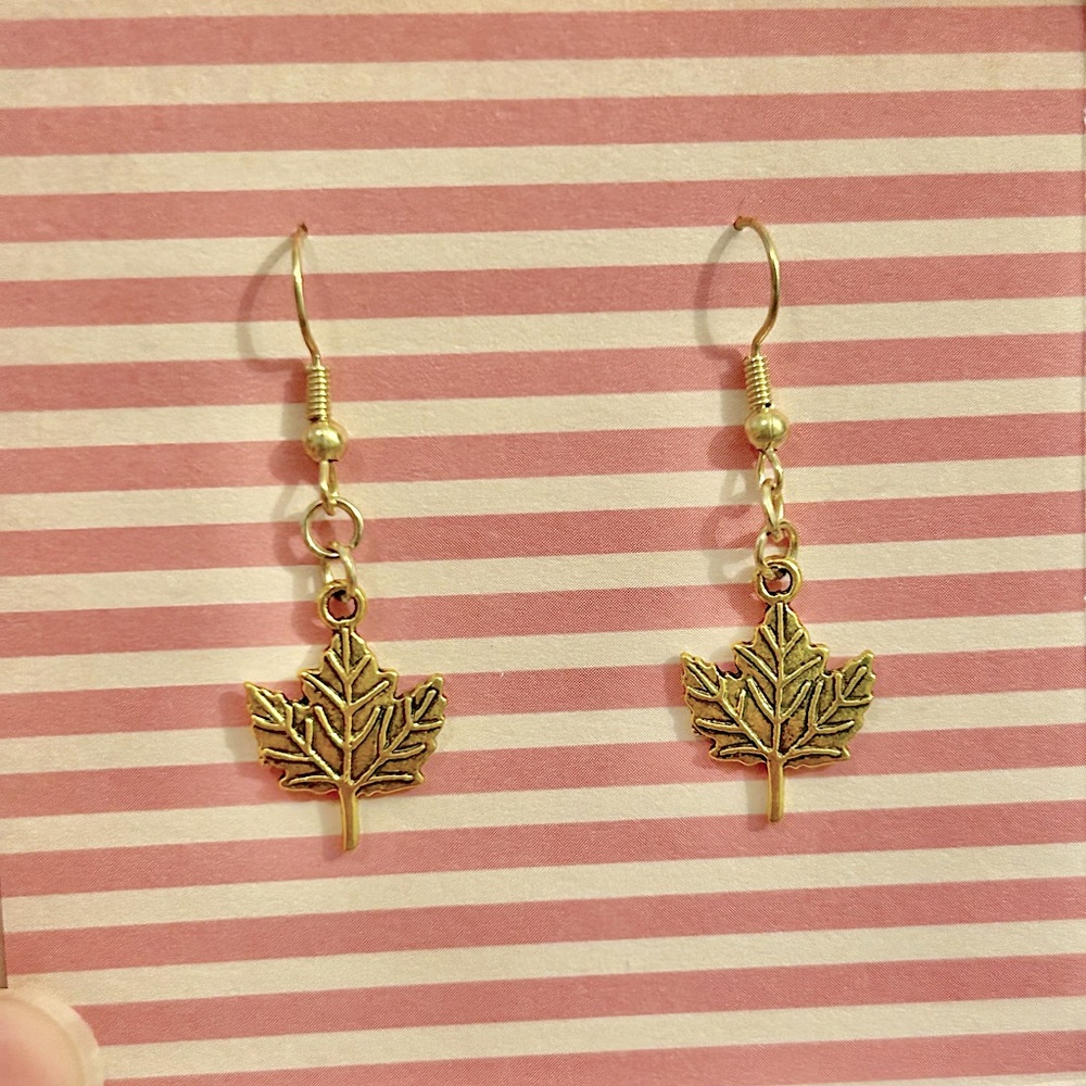 Gold Maple Leaf Earrings